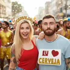 Fantasia Carnaval Adulta Casal Bloco Kit Tiara + Plaquinha