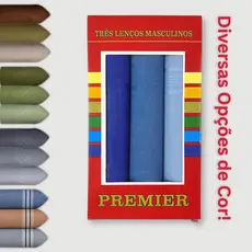 Kit 3 Lenços de Bolso Masculino 100% Algodão para Terno e Paletó Premier