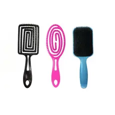 Kit 3 Escova Desembaraçadora (Raquete, flex oval e quadrada) Cores aleatórias