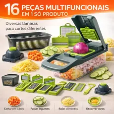 Cortador de Legumes 16 Peças Multifuncional Ralador Fatiador Mandoline Cozinha