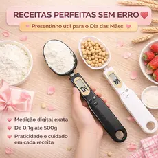 Colher Medidora Digital LCD Balança Alta Precisão Culinária Dieta Presente Dia das Mães