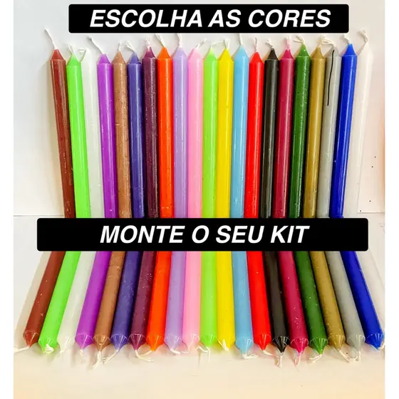 Velas Palito Coloridas Tradicional 18cm 10/20/30 Unidades Monte Seu Kit