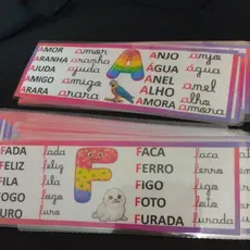 26 Fichas de Leitura Bastão e Cursiva 7cm X 20,5 cm Plastificada