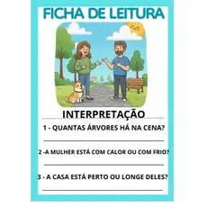 24 FICHAS DE LEITURA LETRA BASTÃO INTERPRETAÇÃO DE IMAGEM PLASTIFICADAS
