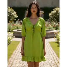 Vestido Feminino Curto Romântico Confortável Verão Cores Verde e Roxo