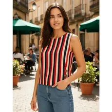 Blusa Blusinha Feminina Regata Listrada Com Detalhes OHB