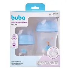 Buba Kit 2 Mamadeiras Easy Flow Elefante Azul 120ml e 270ml