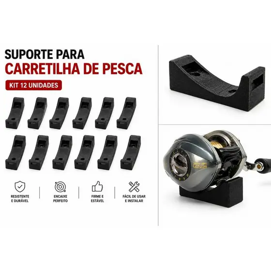 Suporte Carretilha Parede Kit 12 – Organizador Pesca