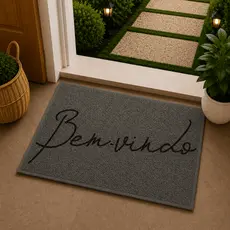 Tapete Capacho Vinil Bem Vindo Cinza 40m x 60cm Kapazi