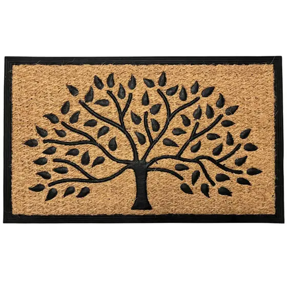 Tapete Porta Entrada Casa Capacho Fibra de Coco Arvore da Vida 45x75cm Kapazi