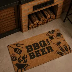Tapete Porta Entrada Casa Capacho Vinil BBQ and Beer 40x75cm