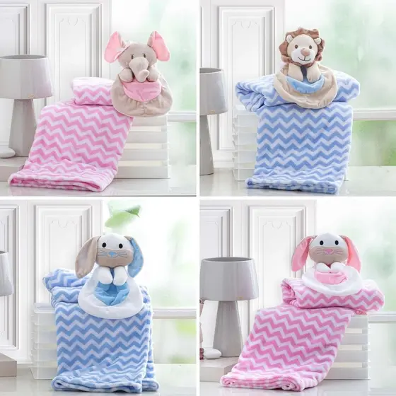 Manta Infantil com Naninha para Bebê 100x75cm Microfibra Toque Super Macia Soft Hipoalergênico