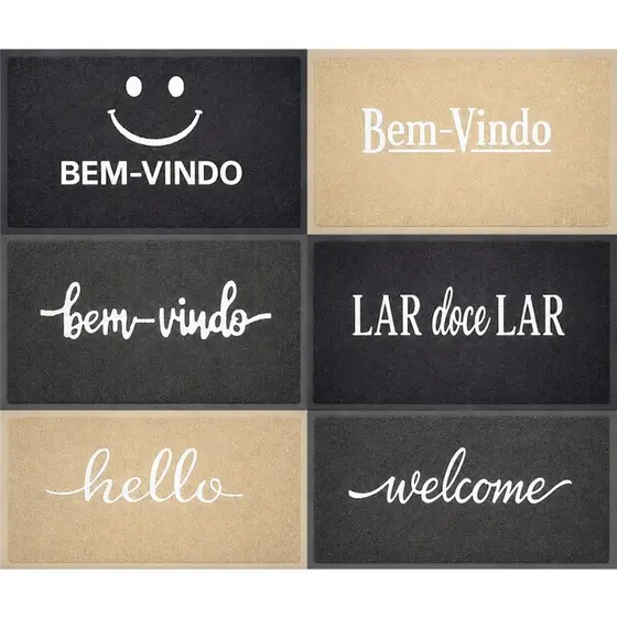 Capacho Tapete Porta Entrada Corttex Vinil Antiderrapante 38x58cm Cami Diversas Estampas e Frases