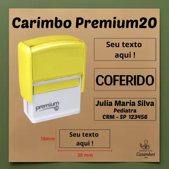 Carimbo Personalizado Premium 20 – Área de impresão 38x14mm