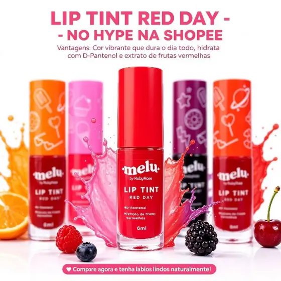 Lip Tint Melu Ruby Rose – Efeito Matte, Natural