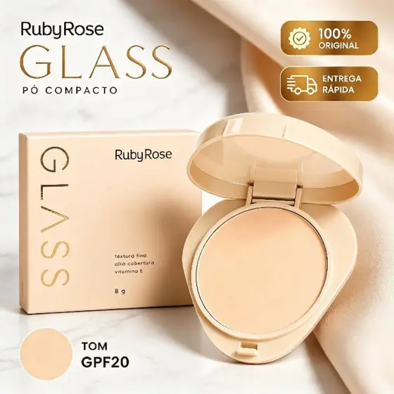 Pó compacto Glass Ruby Rose Acabamento Aveludado F20/F10