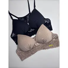 Kit 2 Sutiãs Bojo Soft Conforto Nadador Rendado Sem Aro Adulto Molinho