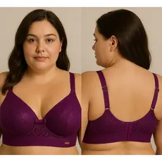 Kit 2 Sutiãs Plus Size Renda com Bojo Soft Reforçado e Colchete de Body Conforto & Sustentação