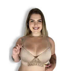 Sutiã Plus Size Liso Confortável Detalhe Rendado Reforçado Básico Casual Dia a Dia