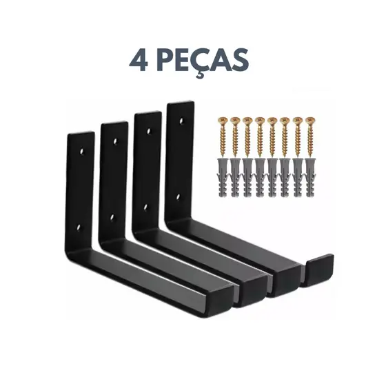 Kit 4 Mão Francesa Invertida Suporte Cantoneira Para Prateleira