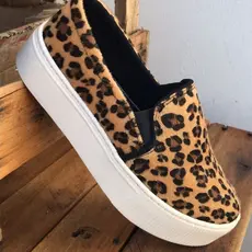 Tênis Feminino Onça Casual Calce Fácil Slip On Iate Plataforma