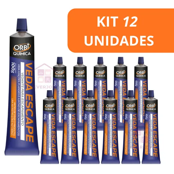 Kit 12 Cola Adesivo Veda Escapamento de Alta Temperatura Carro Moto Caminhão