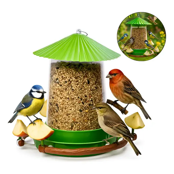 Comedouro Tratador Alimentador Passaros Silvstres Jardim Alpiste Livre Porta Fruta Pendurar Quintal