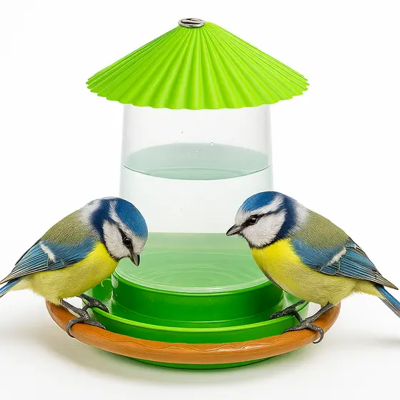 Bebedouro Aves Passaros Silvestre 750ML Porta Fruta Cor Verde MR Pet Telhado Agua Fresca Plástico Premium