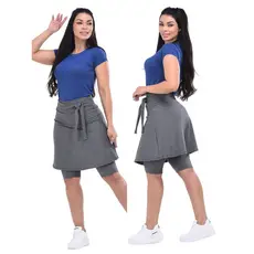Conjunto Fitness Moda Evangelica Short Saia e Blusa Dry Fit Caminhada