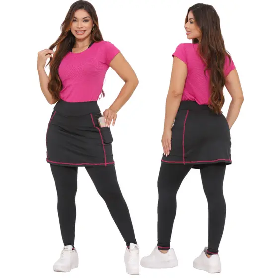 Conjunto Fitness Roupa Evangelica Com Bolso Blusa Poliamida Dry Fit