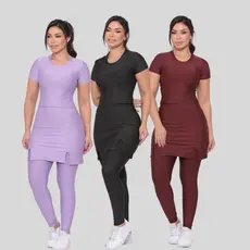 Kit 3 Conjuntos Fitness Academia Treino Funcional Moda Evangélica Prática Esportes