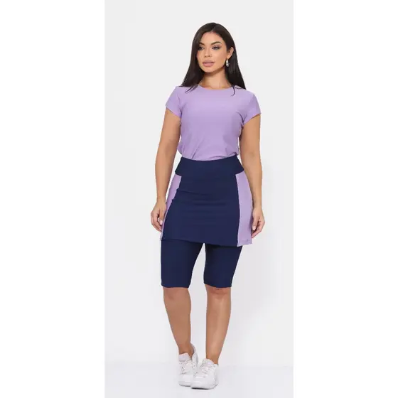 Conjunto Fitness Bicolor Moda Evangelica Com Bolso Suplex
