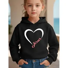 Moletom infantil Menina e Menino Estampado Jesus Blusa De Frio Com Capuz Canguru Algodão Peluciado