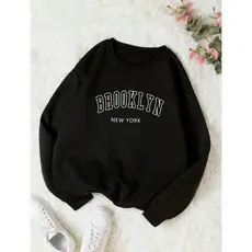 Moletom Careca Brooklyn Gola Redonda Blusa Frio Básico Casaco Feminino Masculino Flanelado Algodão