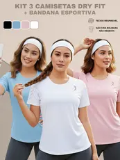 Kit 3 Camisetas Femininas Dry Fit Academia Fitness Corrida Treino Esportivo Confortável Fresquinha