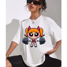 Camiseta Feminina Oversized Meninas Superpoderosas - 100% Algodão Streetwear Academia Fitness