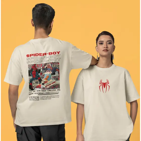 Camiseta Casal Aranha Kit - Spider BOY/GIRL Street 100% Algodão