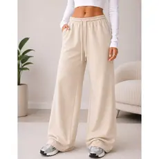 Calça Moletom Adulto Infantil Feminina Flare Peluciada Wide Leg Com Bolso Casual Confortável