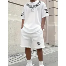 Conjunto Kit Camiseta Camisa Masculina Bermuda Moletom com Bolso Algodão