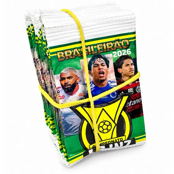 Kit 200 Card Figurinha Brasileirão Futebol 50 Envelopes Fechado Bater Bafo Trocar Carta