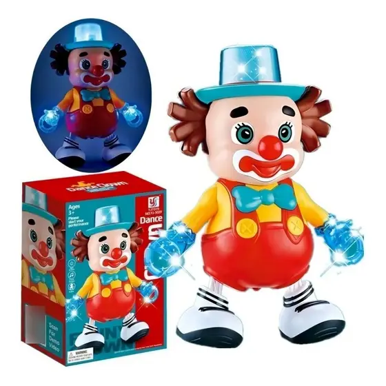 Brinquedo Palhaço Dançante Robô Com Som Luz Led E Música Colorido
