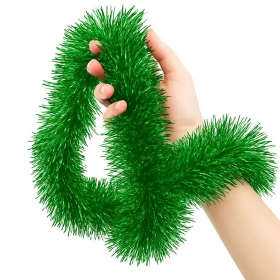 Festão Verde Claro Metalizado Aramado 9cm x 2m – Decoração Natalina para Árvores e Ambientes