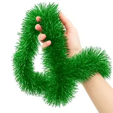 Festão Verde Claro Metalizado Aramado 9cm x 2m – Decoração Natalina para Árvores e Ambientes