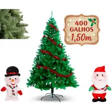 Árvore de Natal Pinheiro Tradicional Grande Luxo Desmontável Com 400 galhos e 1,50m Base de Ferro