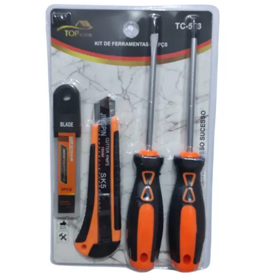 Kit Conjunto Jogo De Ferramentas Com Chaves Imantadas Philips E Fenda Com Estilete E Refil Com 5 Peças