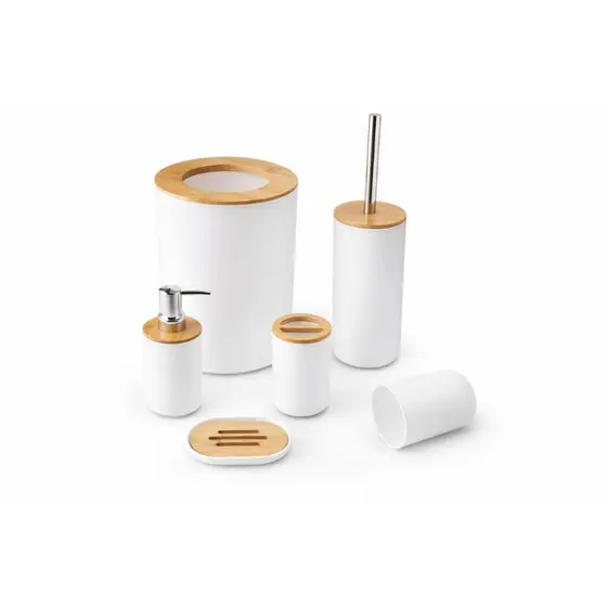 Kit 6 Peças De Banheiro Lavabo Com Bambu Moderno Elegante