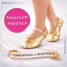Sapatilha Sintética Meia Ponta Ouro