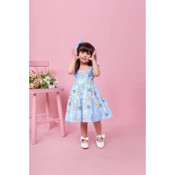 vestido infantil abelhinha moda de menina promoção