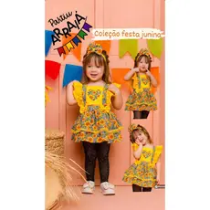 jardineira vestido romper tematico xadrez festa junina roupa de menina infantil