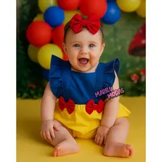 jardineira romper tematico moda mesversario roupa de bebe menina